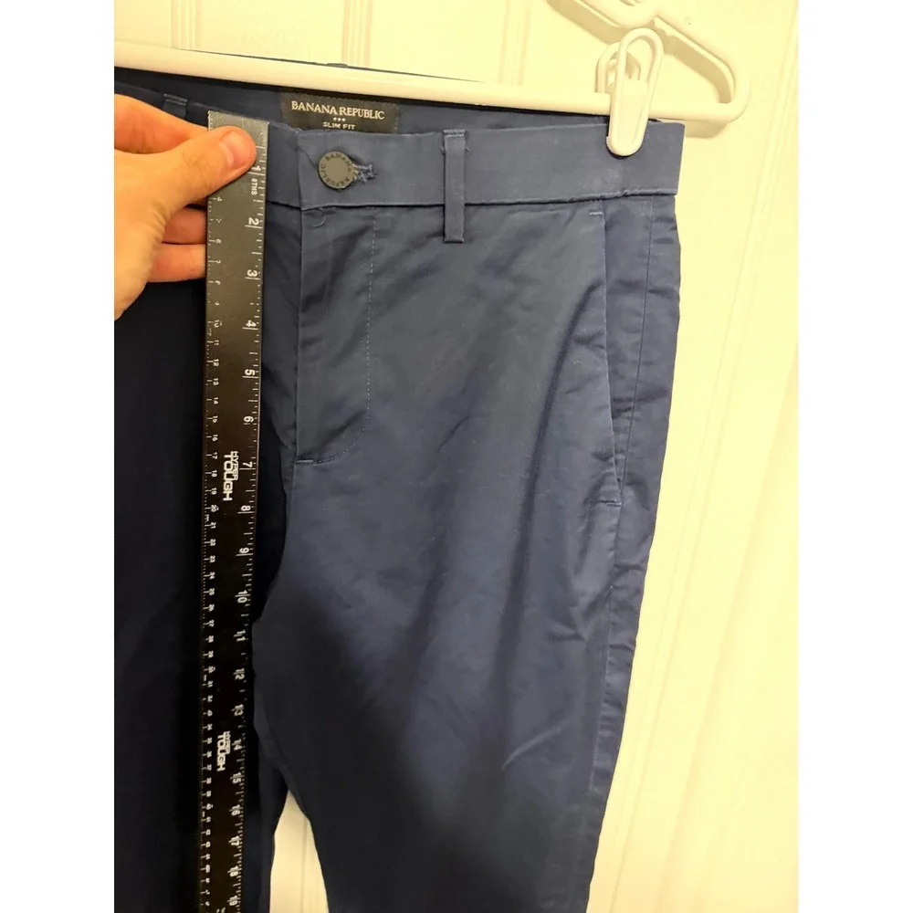 Banana Republic Chino Pants Mens 28x32 Navy Blue Slim Fit Stretch Cotton Pants